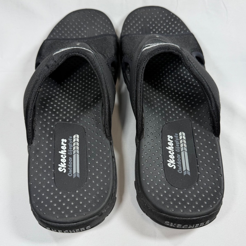 Skechers Outdoor Lifestyle Black Slide Sandals Leather Textile 47101 BBK US 9 - Picture 5 of 10
